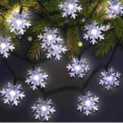 Solar Snowflake String Lights Waterproof 7m 50 LEDs Outdoor Snow String Lights