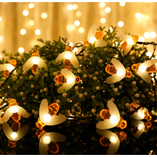 Wholesale Solar Garden Lights 50 Leds Honey Bee Fairy String Lighting for Garden, Flower Fence, Lawn, Patio, Festoon, Summer Party, Christmas，Holiday (Warm white)
