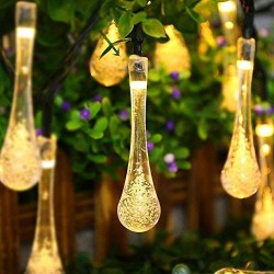Nice droplets Outdoor Solar String Lights 20ft 30 LED Warm White Waterproof Christmas Light